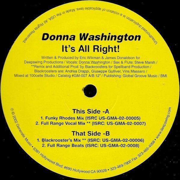 Обложка пластинки Donna Washington – It's All Right!