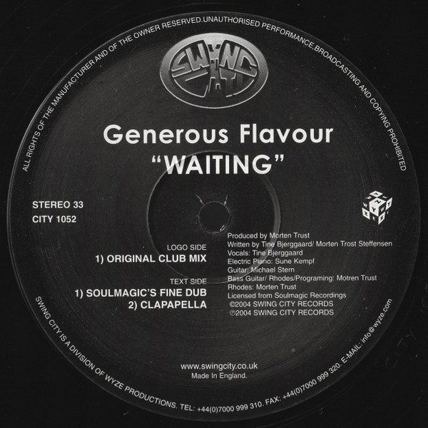 Обложка пластинки Generous Flavour – Waiting